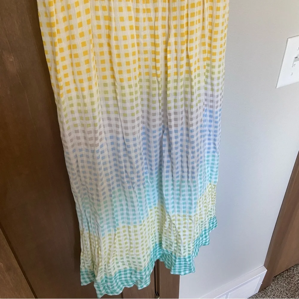 LC Lauren Conrad Smocked Dress Yellow Tie Shoulder Detail Size M - Picture 7 of 7